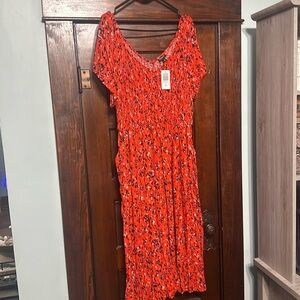 Torrid Orange Smocked Dress NWT